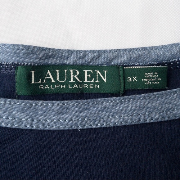 LAUREN Ralph Lauren Women's 3X Short Sleeve Navy Shirt with zipper detail - Picture 6 of 15